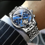 OLEVS Automatic Mechanical Men Watches Stainless Steel Waterproof Date Week Green Fashio Classic Wrist Watches Reloj Hombre