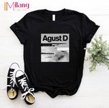 Women  Agust D Black T-shirts Female Short Sleeve Tees 2020 Summer Brand Vogue Choose Clothing Girl Tops