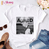 Women  Agust D Black T-shirts Female Short Sleeve Tees 2020 Summer Brand Vogue Choose Clothing Girl Tops