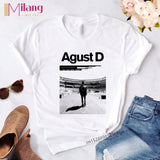Women  Agust D Black T-shirts Female Short Sleeve Tees 2020 Summer Brand Vogue Choose Clothing Girl Tops
