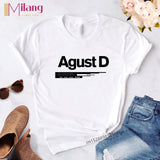 Women  Agust D Black T-shirts Female Short Sleeve Tees 2020 Summer Brand Vogue Choose Clothing Girl Tops