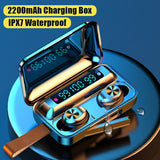 5.0 TWS Wireless Bluetooth Earphones Headphones With Microphone 9D HiFi Earbuds Waterproof Sport Headsets 2200mAh Charging Box