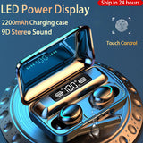 F9-5 2200mAh LED Bluetooth Wireless Headphones Earphones Earbuds TWS Touch Control Sport Headset Noise Cancel Waterproof