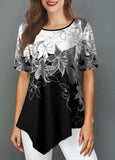 2020 new hot T-shirt women's summer top round neck loose irregular printing short sleeve T-shirt women's big size