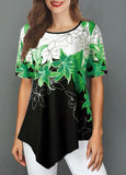 2020 new hot T-shirt women's summer top round neck loose irregular printing short sleeve T-shirt women's big size