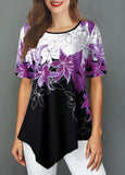 2020 new hot T-shirt women's summer top round neck loose irregular printing short sleeve T-shirt women's big size