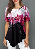 2020 new hot T-shirt women's summer top round neck loose irregular printing short sleeve T-shirt women's big size
