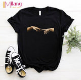 Women aesthetics Black T-shirts Red Lips Love Female Short Sleeve Tees Girl Tops 2020 Summer Brand Spacex Clothing Drop shipping