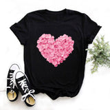 Women aesthetics Black T-shirts Red Lips Love Female Short Sleeve Tees Girl Tops 2020 Summer Brand Spacex Clothing Drop shipping