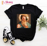Women aesthetics Black T-shirts Red Lips Love Female Short Sleeve Tees Girl Tops 2020 Summer Brand Spacex Clothing Drop shipping