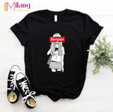 Women aesthetics Black T-shirts Red Lips Love Female Short Sleeve Tees Girl Tops 2020 Summer Brand Spacex Clothing Drop shipping