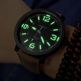Fashion Men Women Glow in The Dark Faux Leather Strap Quartz Sport Wrist Watch