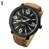 Fashion Men Women Glow in The Dark Faux Leather Strap Quartz Sport Wrist Watch