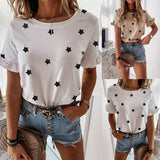 2020 new hot style American star print simple style short sleeve round neck T-shirt for women