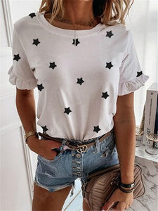 2020 new hot style American star print simple style short sleeve round neck T-shirt for women