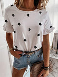 2020 new hot style American star print simple style short sleeve round neck T-shirt for women