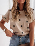 2020 new hot style American star print simple style short sleeve round neck T-shirt for women