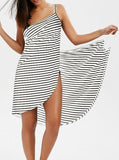 European and American Women's Hot Striped Strap Large Size Beach One-Piece Dress Summer 2020