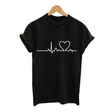 2020 Summer Couples Lovers T-Shirt for Women Casual White Tops Tshirt Women T Shirt Love Heart Embroidery Print T-Shirt Female
